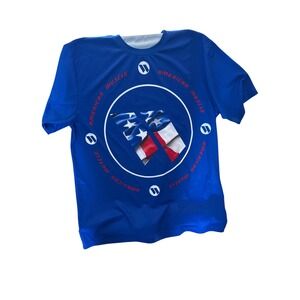 American Muscle Blue Graphic Performance T-Shirt Mens Large USA Flag Patriotic
